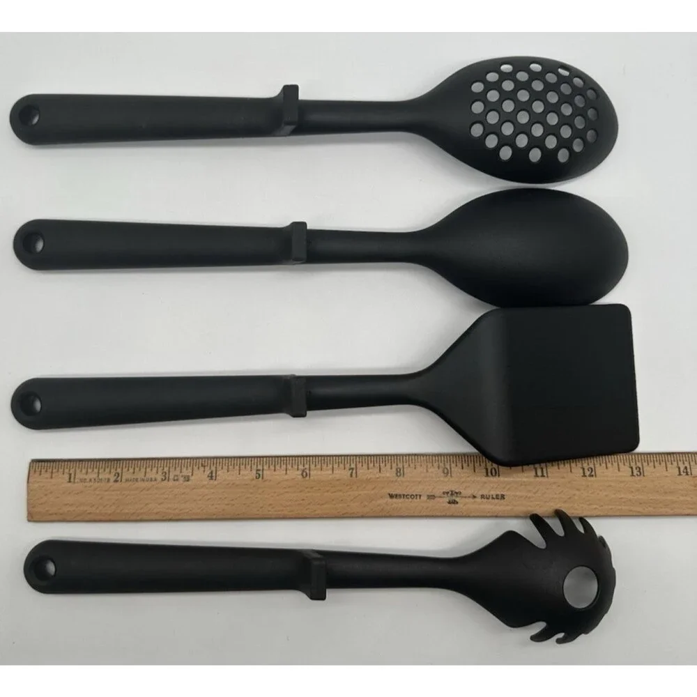 Ninja 4 Piece Cooking Utensil Set Black Spatula Spoon Slotted Spoon Pasta Fork